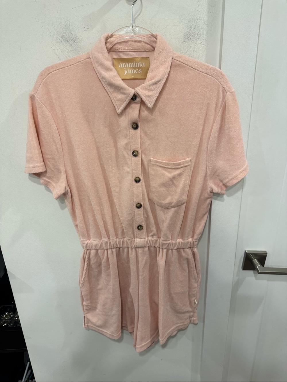 Araminta James Pink Short-Sleeve Terry Romper